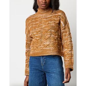a.n.a Mock Neck Cable Knit Pullover Sweater Nutmeg Brown XL NWT